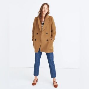 Madewell Tan Hollis Double-Breasted Coat Size Large